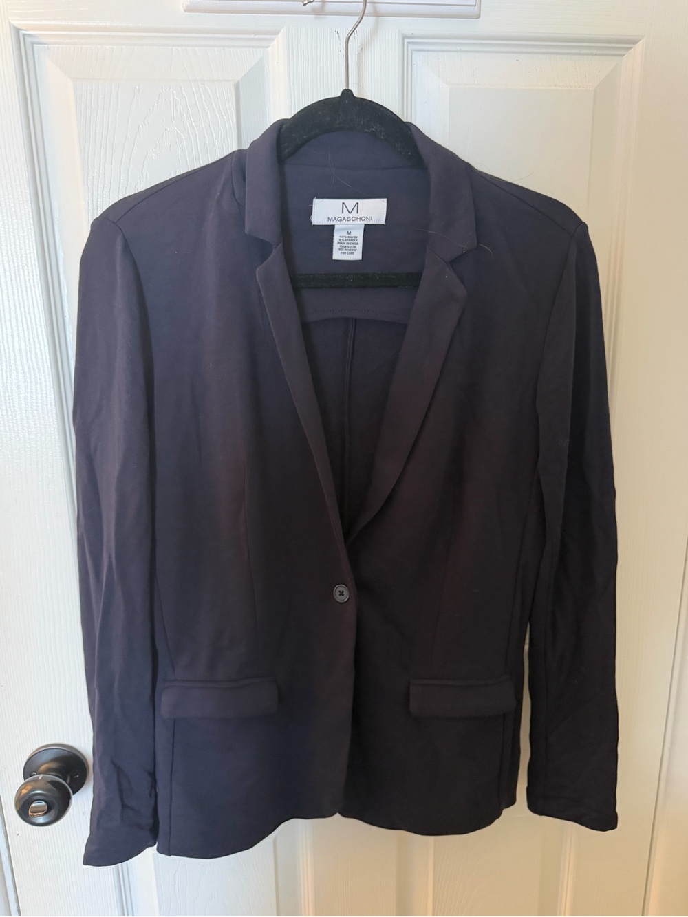 Magaschoni Women's Navy Knit Single-Button Blazer